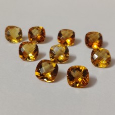 Citrine 8x8mm cushion checkerboard cut 1.69 cts